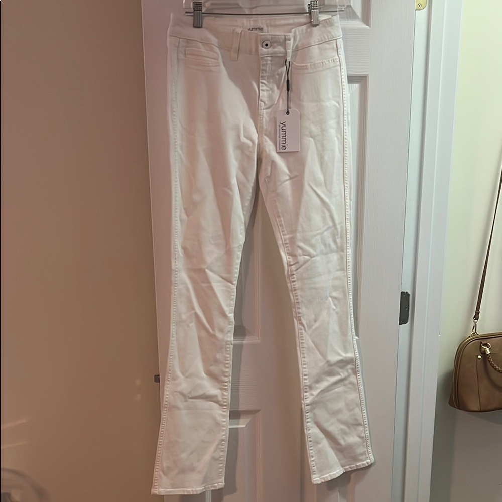 NWT Yummie by Heather Thompson White Boot-Cut Pants